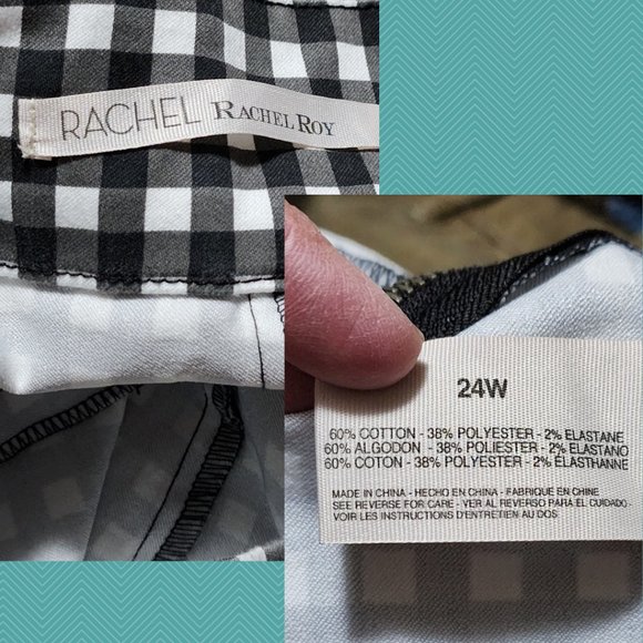 Rachel Roy Black White Gingham Checks High Rise Ankle Pants - Picture 3 of 3